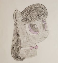 Size: 2766x3044 | Tagged: safe, artist:ceffyl-dŵr, octavia melody, earth pony, pony, bowtie, colored pencil drawing, crayon drawing, solo, traditional art