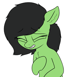 Size: 1365x1570 | Tagged: safe, artist:smoldix, ponerpics import, oc, oc only, oc:anon filly, earth pony, pony, bust, chest fluff, cute, ears, eyes closed, female, filly, floppy ears, foal, frown, heart attack, hnnng, reaction image, simple background, solo, textless version, transparent background