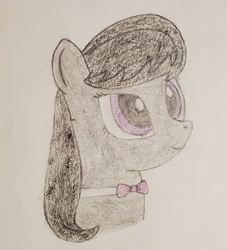 Size: 2766x3044 | Tagged: safe, artist:ceffyl-dŵr, derpibooru import, octavia melody, earth pony, pony, bowtie, colored pencil drawing, crayon drawing, solo, traditional art