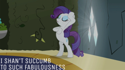 Size: 2000x1125 | Tagged: safe, derpibooru import, edit, edited screencap, editor:quoterific, screencap, rarity, pony, unicorn, season 2, the return of harmony, bipedal, eyes closed, eyeshadow, female, frown, makeup, mare, open mouth, shadow, solo, talking