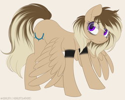 Size: 2600x2073 | Tagged: safe, artist:higglytownhero, derpibooru import, oc, oc only, oc:haven, pegasus, pony, anxious, bags under eyes, big eyes, crying, cursed, female, pegasus oc, sad, simple background, solo, tattoo, wings, wings down