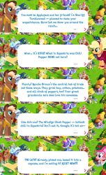 Size: 2048x3361 | Tagged: safe, derpibooru import, idw, applejack, pinkie pie, sheriff tumbleweed, earth pony, pony, clothes, cowboy hat, dialogue, dialogue box, dress, english, event, feather, female, gameloft, hairband, hat, idw showified, male, mare, mobile game, my little pony: magic princess, official, speech bubble, stallion, text, unshorn fetlocks, vest