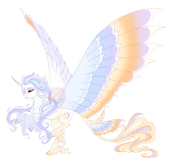 Size: 5200x4900 | Tagged: safe, artist:gigason, derpibooru import, oc, oc:divine deity, alicorn, pony, black sclera, cloven hooves, colored wings, female, galloping, large wings, mare, multicolored wings, quadrupedal, simple background, solo, transparent background, watermark, wings