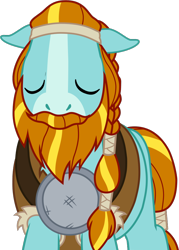 Size: 716x999 | Tagged: safe, artist:dustinwatsongkx, derpibooru import, rockhoof, earth pony, pony, braid, braided tail, eyes closed, male, simple background, solo, stallion, tail, transparent background, vector