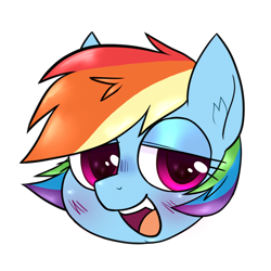 Size: 2000x2000 | Tagged: safe, artist:mclovin, derpibooru import, rainbow dash, pegasus, pony, alternate hairstyle, blushing, bust, female, mare, open mouth, short mane, simple background, transparent background