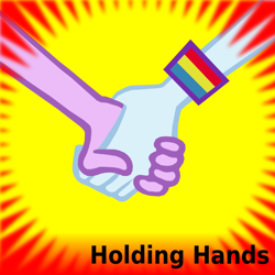 Size: 600x600 | Tagged: safe, derpibooru import, edit, edited screencap, screencap, rainbow dash, twilight sparkle, equestria girls, rainbow rocks, derpibooru, english, holding hands, meta, spoilered image joke, text, wristband