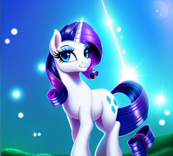 Size: 568x512 | Tagged: safe, derpibooru import, generator:stable diffusion, machine learning assisted, machine learning generated, rarity, pony, unicorn, cute, female, mare, solo