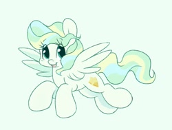 Size: 680x514 | Tagged: safe, artist:tamabel, derpibooru import, vapor trail, pegasus, pony, cute, ears, female, green background, mare, simple background, solo, tail, vaporbetes, wings