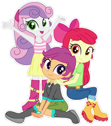 Size: 1280x1447 | Tagged: safe, artist:yaya54320, derpibooru import, apple bloom, scootaloo, sweetie belle, eqg summertime shorts, equestria girls, the canterlot movie club, base used, cutie mark crusaders, simple background, sitting, standing, transparent background, trio