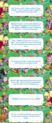 Size: 2048x4772 | Tagged: safe, derpibooru import, idw, applejack, king longhorn, pinkie pie, sheriff tumbleweed, twilight sparkle, twilight sparkle (alicorn), alicorn, bull, earth pony, pony, clothes, cloven hooves, cowboy hat, dialogue, dialogue box, dress, english, event, feather, female, gameloft, hairband, hat, horn, horns, idw showified, male, mare, mobile game, my little pony: magic princess, official, speech bubble, stallion, text, unshorn fetlocks, vest