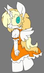 Size: 1620x2672 | Tagged: safe, artist:2hrnap, oc, oc only, oc:dyxkrieg, alicorn, anthro, clothes, dress, magical lesbian spawn, parent:oc:dyx, parent:oc:luftkrieg, simple background, solo, unusual pupils