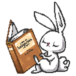 Size: 1024x1024 | Tagged: safe, artist:boxwari, derpibooru import, angel bunny, rabbit, animal, book, male, pixel art, reading, simple background, sitting, white background