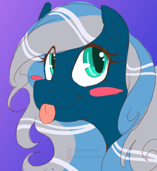 Size: 2346x2558 | Tagged: safe, artist:liechisenshi, derpibooru import, oc, oc only, oc:vivid tone, pegasus, pony, :p, gradient background, icon, sketch, solo, tongue, tongue out