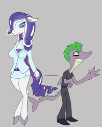 Size: 4800x6000 | Tagged: safe, artist:cadenreigns, derpibooru import, rarity, spike, demon, demon pony, jellyfish, shark, unicorn, baphomet, breasts, clothes, female, fish tail, hazbin hotel, helluva boss, male, shark tail, sharkified, shipping, sparity, species swap, straight, tail