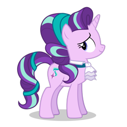 Size: 5000x5000 | Tagged: safe, artist:gypsykumquat, derpibooru import, starlight glimmer, pony, unicorn, .svg available, absurd resolution, alternate hairstyle, female, inkscape, looking back, mare, show accurate, simple background, smiling, solo, svg, transparent background, vector