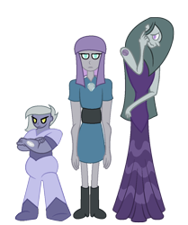 Size: 947x1135 | Tagged: safe, artist:sleepymoss, derpibooru import, limestone pie, marble pie, maud pie, crossover, female, gem (race), height difference, humanoid, simple background, species swap, steven universe, transparent background, trio, trio female