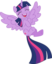 Size: 1045x1286 | Tagged: safe, artist:jaye, derpibooru import, edit, editor:incredibubbleirishguy, twilight sparkle, twilight sparkle (alicorn), alicorn, pony, cute, eyes closed, female, flying, happy, laughing, mare, simple background, spread wings, transparent background, twiabetes, vector, vector edit, wings