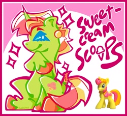 Size: 2245x2045 | Tagged: safe, artist:ruebarbb, derpibooru import, sweetcream scoops, pony, unicorn, female, solo, toy