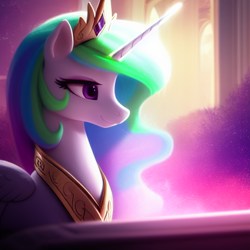 Size: 512x512 | Tagged: safe, derpibooru import, generator:stable diffusion, machine learning generated, princess celestia, alicorn, pony, royalty, solo