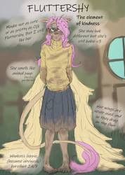 Size: 1065x1500 | Tagged: safe, artist:vanilla drop, derpibooru import, fluttershy, anthro, human, pegasus, ear fluff, eared humanization, ears, humanized, redesign, redraw, solo