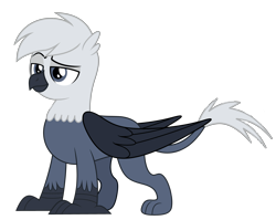 Size: 5000x3977 | Tagged: safe, artist:ponygamer2020, derpibooru import, oc, oc only, oc:grey, oc:grey the griffon, griffon, claws, eyebrows, griffon oc, hair, male, raised eyebrow, simple background, smiling, solo, tail, transparent background, vector, wings