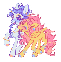 Size: 1280x1288 | Tagged: safe, artist:webkinzworldz, derpibooru import, fluttershy, rarity, pegasus, pony, unicorn, alternate hairstyle, blushing, colored hooves, ear piercing, earring, eyeshadow, female, flarity, horn, horn jewelry, horn ring, jewelry, lesbian, makeup, necklace, piercing, ring, shipping, simple background, transparent background