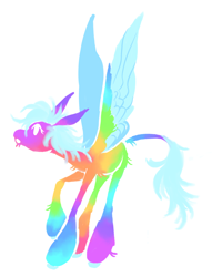 Size: 1280x1675 | Tagged: safe, artist:webkinzworldz, derpibooru import, pony, alternate design, blue mane, blue wings, multicolored coat, rainbow colors, simple background, solo, white background, wings