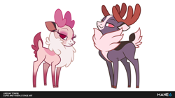 Size: 1042x586 | Tagged: safe, artist:lindsay towns, derpibooru import, deer, reindeer, fallout equestria, them's fightin' herds, community related, cupid (tfh), duo, male, redesign, stag, vixen (tfh)