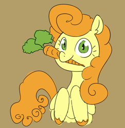 Size: 686x705 | Tagged: artist needed, safe, derpibooru import, carrot top, golden harvest, pony, carrot, drawthread, food, mouth hold