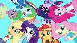 Size: 1920x1080 | Tagged: safe, artist:edy_january, artist:georgegarza01, derpibooru import, applejack, fluttershy, pinkie pie, rainbow dash, rarity, sci-twi, spike, sunset shimmer, twilight sparkle, human, better together, equestria girls, a round, female, geode of empathy, geode of fauna, geode of shielding, geode of sugar bombs, geode of super speed, geode of super strength, geode of telekinesis, human spike, humane five, humane seven, humane six, humanized, link in description, magical geodes, male, straight, vector used, wallpaper