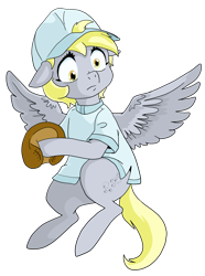 Size: 1920x2580 | Tagged: safe, artist:jeremy3, derpibooru import, derpy hooves, pegasus, pony, baseball cap, cap, digital art, hat, simple background, solo, sports, stare, transparent background