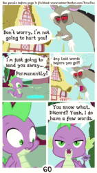 Size: 1080x1920 | Tagged: safe, artist:cloppy hooves, discord, spike, draconequus, dragon, comic:love potion commotion, angry, animated, comic, dialogue, duo, explicit source, male, mp4, no sound, portal, red eyes, show accurate, speech bubble