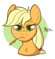 Size: 559x592 | Tagged: safe, artist:lulubell, derpibooru import, applejack, earth pony, pony, bust, food, lidded eyes, looking at you, meh, simple background, solo, straw in mouth, unimpressed, wheat, white background