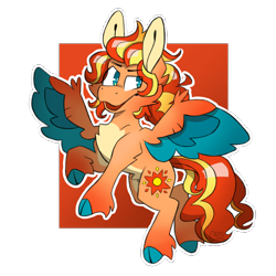 Size: 2000x2000 | Tagged: safe, artist:caprania, derpibooru import, oc, oc only, oc:blazing sun, pegasus, pony, colored wings, female, mare, quadrupedal, simple background, solo, transparent background, two toned wings, wings