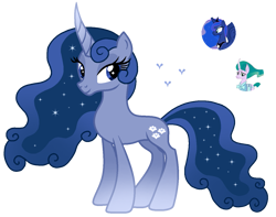 Size: 1299x1022 | Tagged: safe, artist:madlilon2051, derpibooru import, mistmane, princess luna, oc, pony, unicorn, base used, ethereal mane, eyelashes, female, horn, magical lesbian spawn, mare, offspring, parent:mistmane, parent:princess luna, simple background, smiling, starry mane, transparent background, unicorn oc