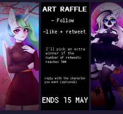 Size: 3000x2768 | Tagged: safe, artist:kutoshi, derpibooru import, anthro, advertisement, art raffle, raffle, text