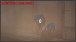 Size: 5129x2887 | Tagged: safe, artist:equestria secret guard, derpibooru import, oc, oc only, oc:west wind, bat pony, bat pony oc, fog, hospital, looking back, silent congruence town, silent congruence town 2, silent hill, silent hill 2, street