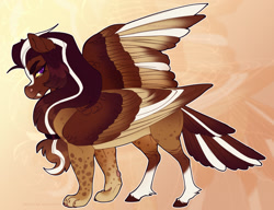 Size: 1500x1150 | Tagged: safe, artist:sadelinav, derpibooru import, oc, sphinx, colored wings, multicolored wings, quadrupedal, solo, wings
