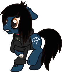 Size: 1006x1167 | Tagged: safe, artist:lightningbolt, derpibooru exclusive, derpibooru import, earth pony, pony, undead, zombie, zombie pony, .svg available, bags under eyes, bloodshot eyes, bone, bring me the horizon, clothes, ears back, fangs, glasgow smile, hoodie, male, oliver sykes, ponified, raised hoof, raised leg, scar, shocked, simple background, solo, species swap, stallion, stitches, svg, tattoo, torn ear, transparent background, vector