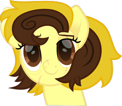 Size: 2772x2394 | Tagged: safe, artist:lincolnbrewsterfan, derpibooru import, edit, editor:nc-tv, part of a set, oc, oc only, oc:countess sweet bun, pegasus, a horse shoe-in, rainbow roadtrip, .svg available, april fools, april fools 2023, badge, bags under eyes, brown eyes, brown mane, bust, commission, curly hair, curly mane, derpibooru, derpibooru badge, eye scar, facial scar, female, hair bun, inkscape, lidded eyes, looking at you, mare, meta, movie accurate, pegasus oc, scar, simple background, site related, smiling, smiling at you, solo, straight hair, straight mane, svg, tired, transparent background, two toned mane, vector, vector edit, yellow mane