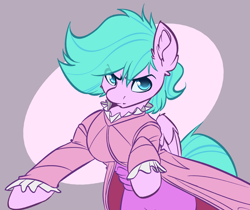 Size: 2304x1936 | Tagged: safe, artist:witchtaunter, derpibooru import, oc, pony, angry, clothes, commission, ear fluff, ears, eye clipping through hair, funny valentine, jojo's bizarre adventure, looking at you, pose, simple background, solo, upper body