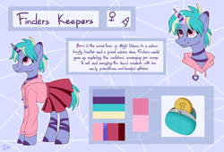 Size: 2500x1700 | Tagged: safe, artist:lambydwight, derpibooru import, oc, oc only, oc:finders keepers, pony, unicorn, bust, portrait, reference sheet, simple background