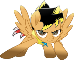 Size: 2727x2239 | Tagged: safe, artist:lincolnbrewsterfan, derpibooru exclusive, derpibooru import, editor:nc-tv, oc, oc only, oc:14fan, pegasus, my little pony: the movie, .svg available, armor, black mane, clothes, crouching, derpibooru, determination, determined, determined face, determined look, determined smile, gradient hooves, head down, highlights, inkscape, juxtaposition, looking at you, male, meta, mismatched mane, mismatched tail, movie accurate, pegasus oc, pegasus royal guard, ponysona, red tail, royal guard, shading, simple background, smiling, smiling at you, spread wings, stallion, stars, svg, tail, transparent background, two toned mane, two toned tail, uniform, vector, vector edit, wings, yellow mane