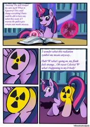 Size: 2480x3508 | Tagged: safe, artist:lilacnightmare, derpibooru import, twilight sparkle, twilight sparkle (alicorn), alicorn, comic:my little drony, book, butt, cutie mark swap, dock, plot, rubber drone, tail, transformation, twilight's castle