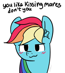 Size: 720x800 | Tagged: safe, artist:vandercat, derpibooru import, rainbow dash, pony, :3, female, mare, meme, ponified, ponified meme, solo, text