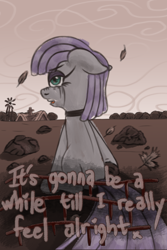 Size: 3200x4800 | Tagged: safe, alternate version, artist:fascismnotincluded, artist:soursoui, derpibooru import, maud pie, earth pony, pony, choker, crying, ears, female, floppy ears, looking at you, looking back, looking back at you, makeup, nose wrinkle, open mouth, running makeup, solo