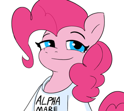 Size: 2271x2034 | Tagged: safe, artist:tjpones, derpibooru import, pinkie pie, earth pony, pony, alpha, clothes, female, high res, lidded eyes, looking at you, mare, shirt, simple background, smiling, smiling at you, solo, white background