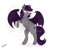 Size: 1600x1200 | Tagged: safe, artist:harmonya, derpibooru import, oc, oc only, oc:specter, bat pony, pony, bat wings, fangs, male, simple background, solo, stallion, white background, wings