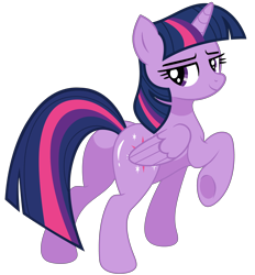 Size: 4206x4526 | Tagged: safe, artist:shiningblueshield, derpibooru import, twilight sparkle, twilight sparkle (alicorn), alicorn, pony, butt, butt tail, looking at you, looking back, simple background, solo, stupid sexy twilight, transparent background, twibutt