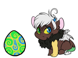 Size: 400x298 | Tagged: safe, artist:wingshornsandchaos, derpibooru import, oc, hybrid, egg, interspecies offspring, offspring, parent:discord, parent:twilight sparkle, parents:discolight, simple background, white background